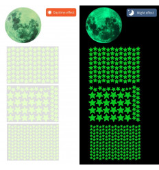 Fluorescent phosphorescent glow in the dark stars and moon stickers 